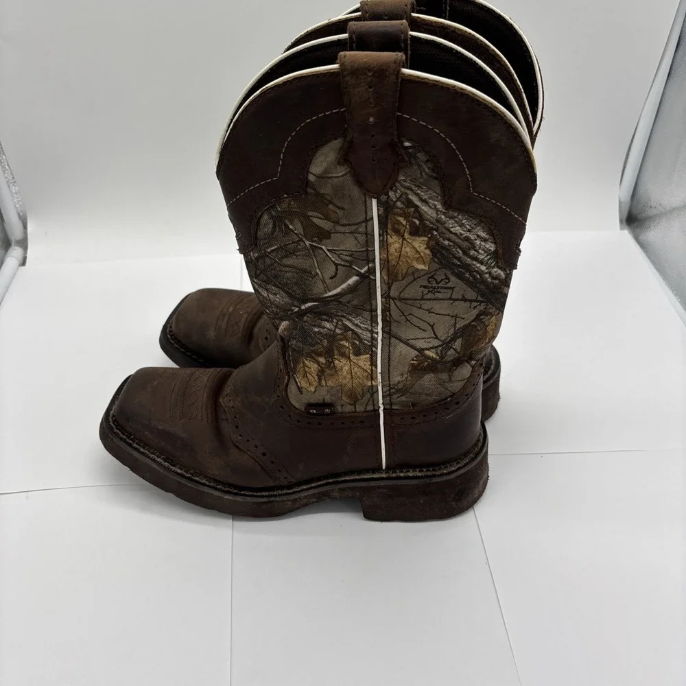 Justin Gypsy Brown Camo Leather Women's Cowgirl Boots Size 6.5 B